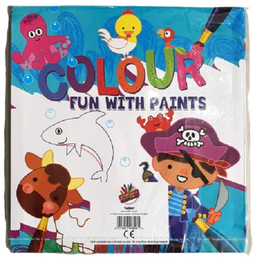 A4 Colouring Book With Water Colour Paints Brush Kids Children Fun Activity Book