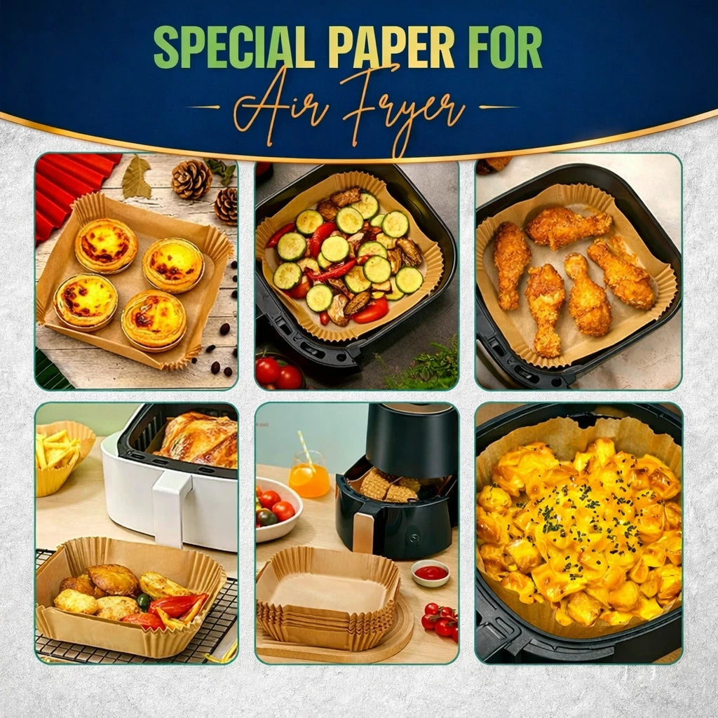 50pc Air Fryer Liners Square Disposable Airfryer Parchment Paper For Ninja Tower