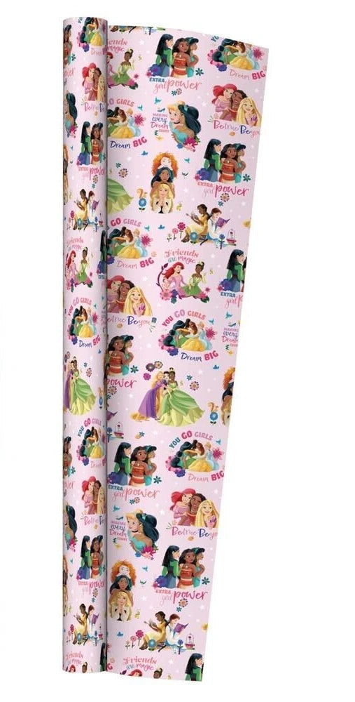 2 x Disney Princess 2M Kids Gift Wrapping Paper Roll Birthday Christmas Present