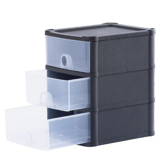 Plastic Storage Drawers Handy 3 Tier Office Home Organiser Chest Drawer Tower