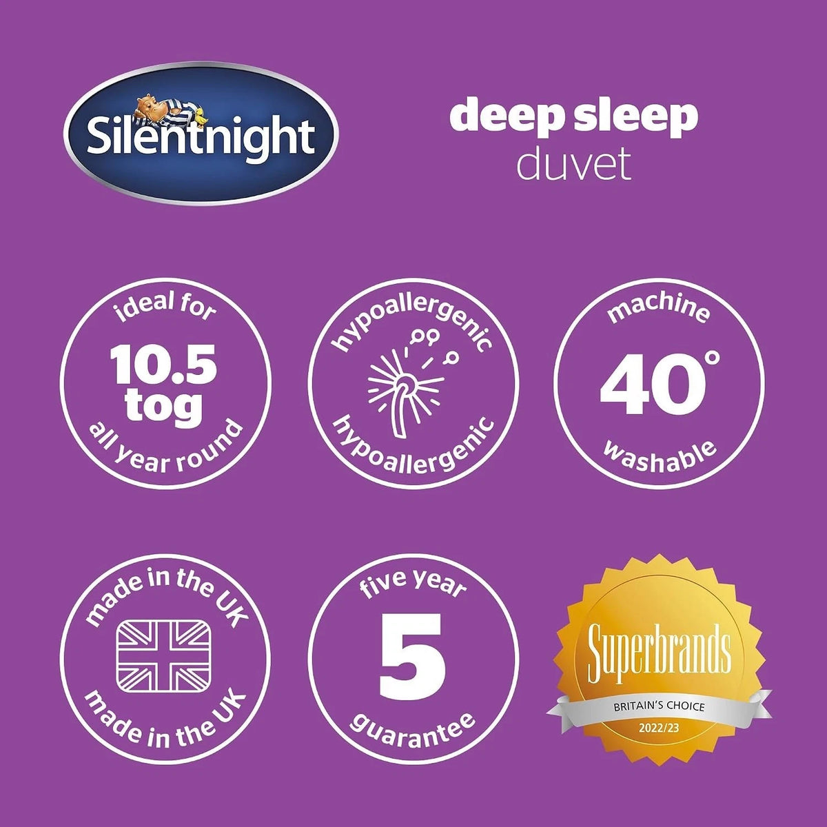 Silentnight Deep Sleep Duvet 10.5 Tog King Size All Seasons Warm Soft Cosy
