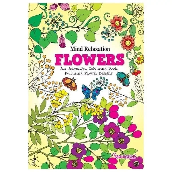 2pk A4 Adult Colouring Books Anti-Stress Colour Therapy Book Flower & Patterns