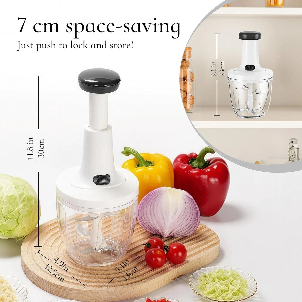 Hand Press Food Chopper Manual Food Processor Vegetable Blender Grinder Dicer
