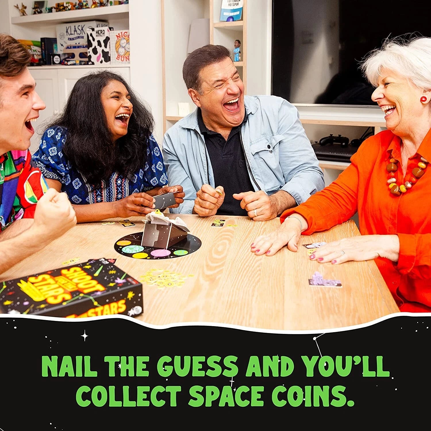 Shoot for the Stars Family Board Game for Kids Adults Trivia Guessing Games