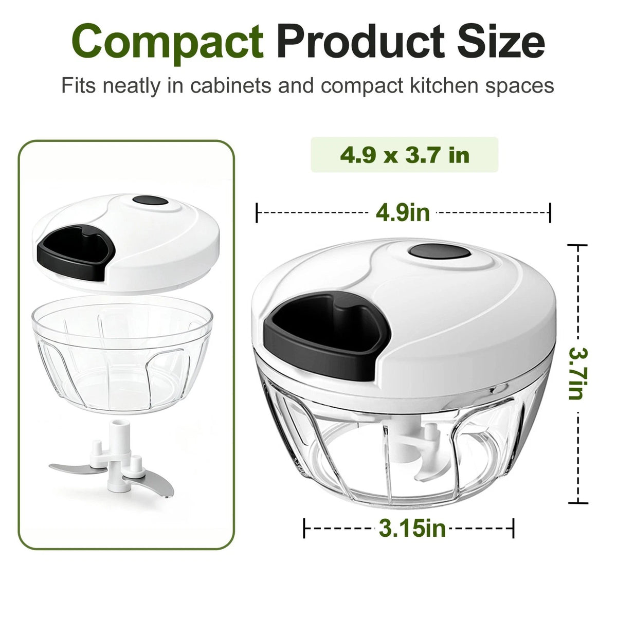Celino Manual Food Processor Vegetable Chopper with Pull Cord 400ml Onion Slicer