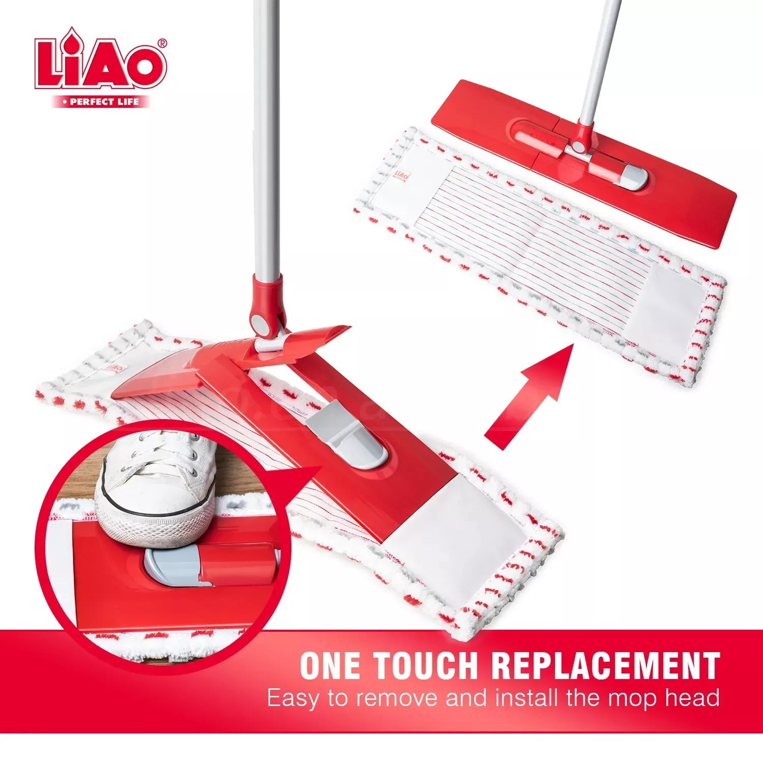 Extendable Flat Microfibre Floor Mop + Refill Kitchen Bathroom Cleaning Wet Dry