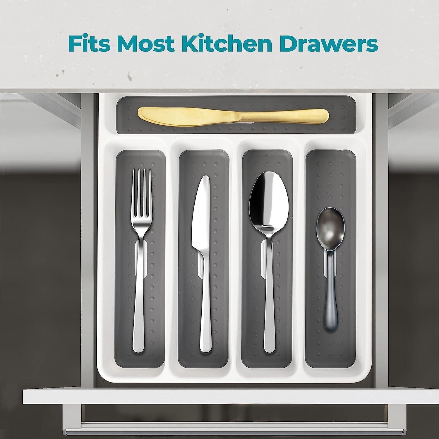 Cutlery Tray Organiser Rack Plastic Kitchen Holder Drawer Insert Tidy Storage UK