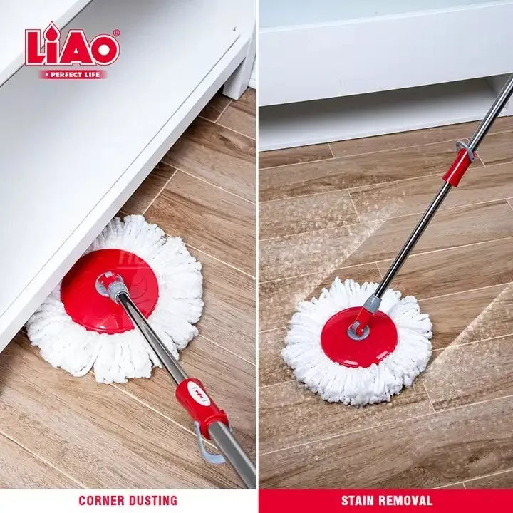Microfibre Spin Mop and Bucket Set – Foot Pedal Floor Cleaning System for Wood, Tile & Laminate Floors