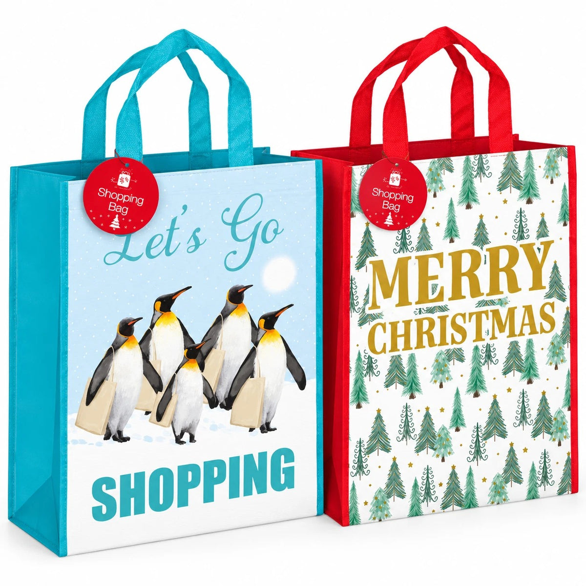 Christmas Shopping Bags Grocery Reusable Tote Bag Handle Waterproof 40x30x10cm