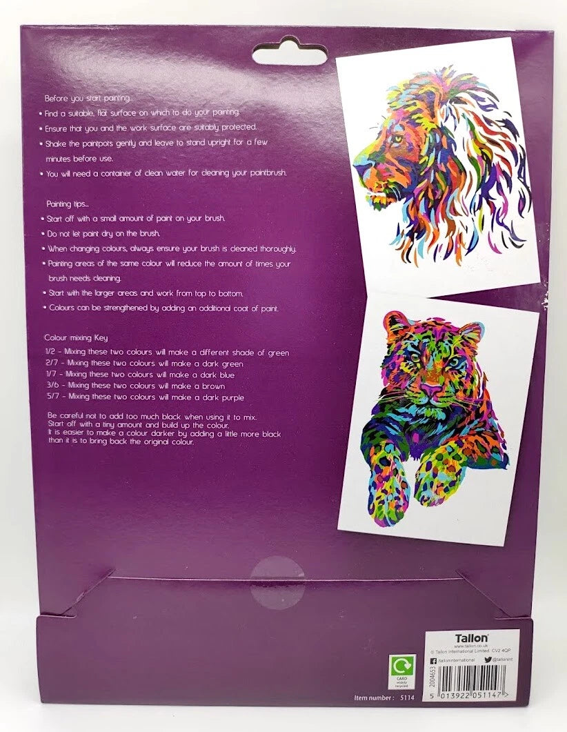 A4 Paint By Numbers Kids Children Art Painting Paint Brush Animals Birds Design