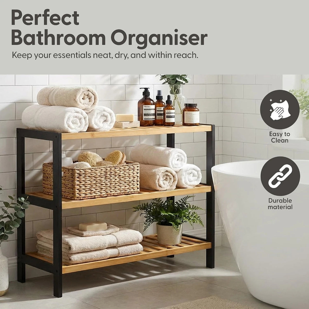 Bamboo Shoe Rack Organiser 3 Tier Wooden Storage Stand Shelf Holds 9 Pairs UK