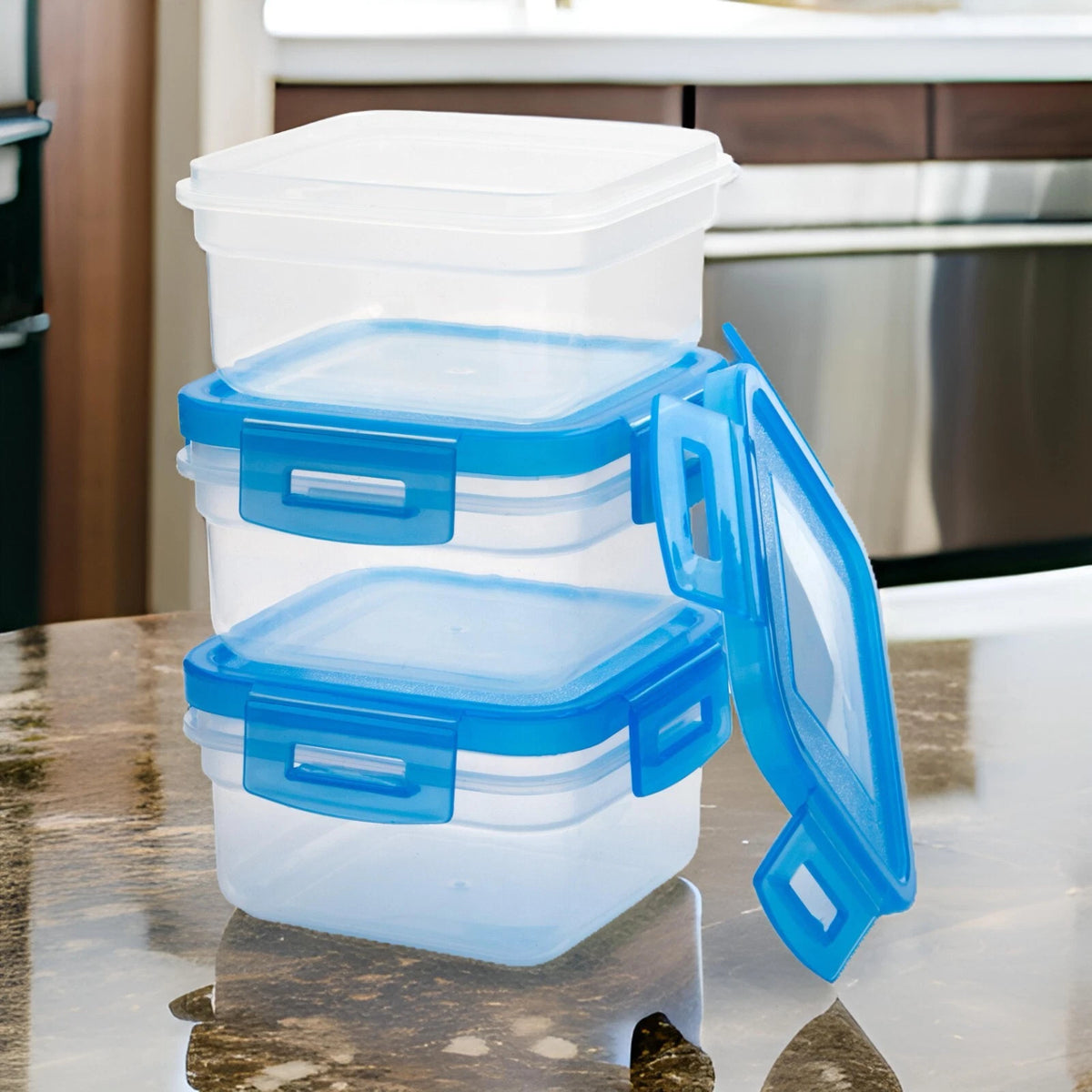 3x Plastic Food Storage Containers With Lid Airtight Box Reusable BPA Free 200ml