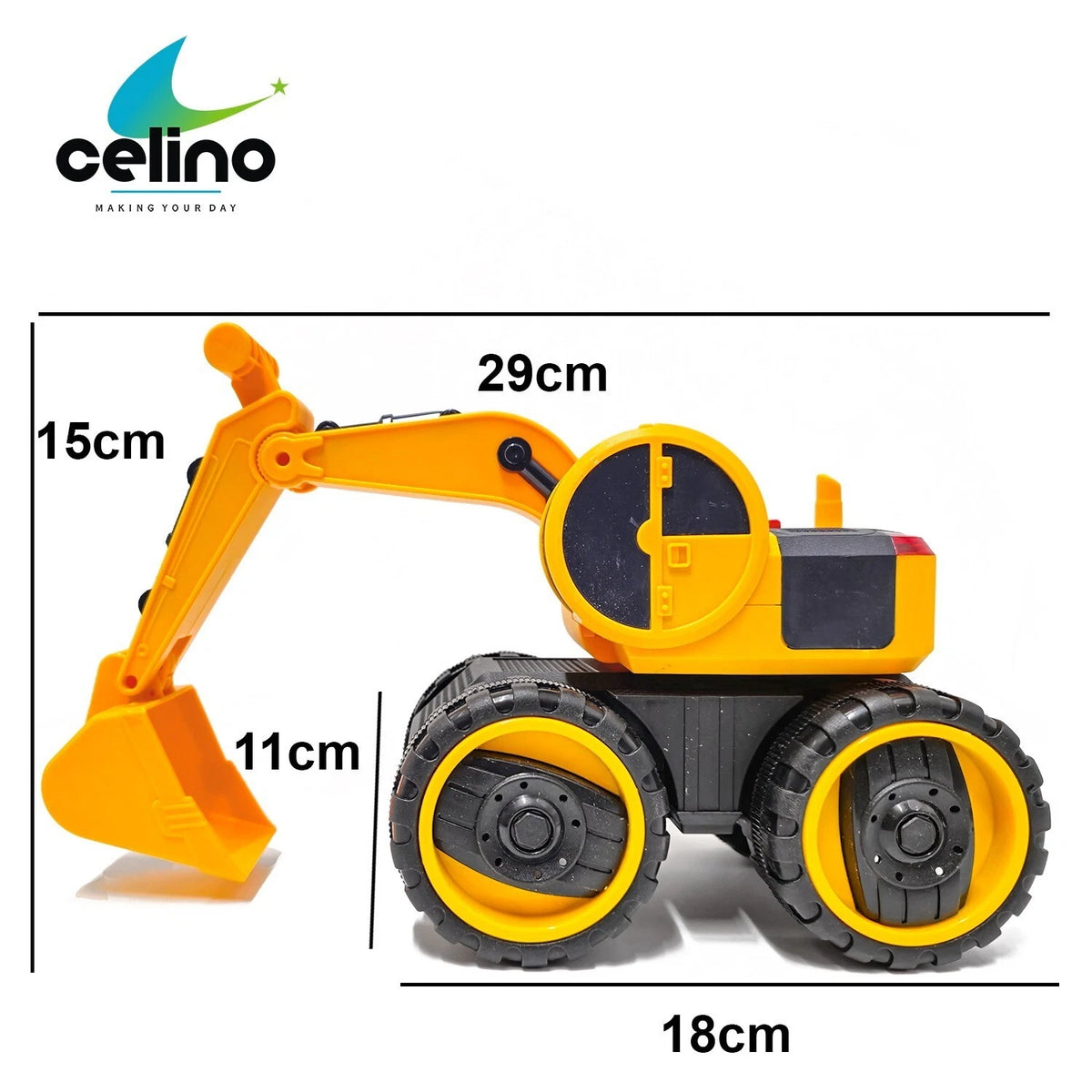 Backhoe Construction Vehicle Toy Truck Friction Power Lights & Sound Kids Boys