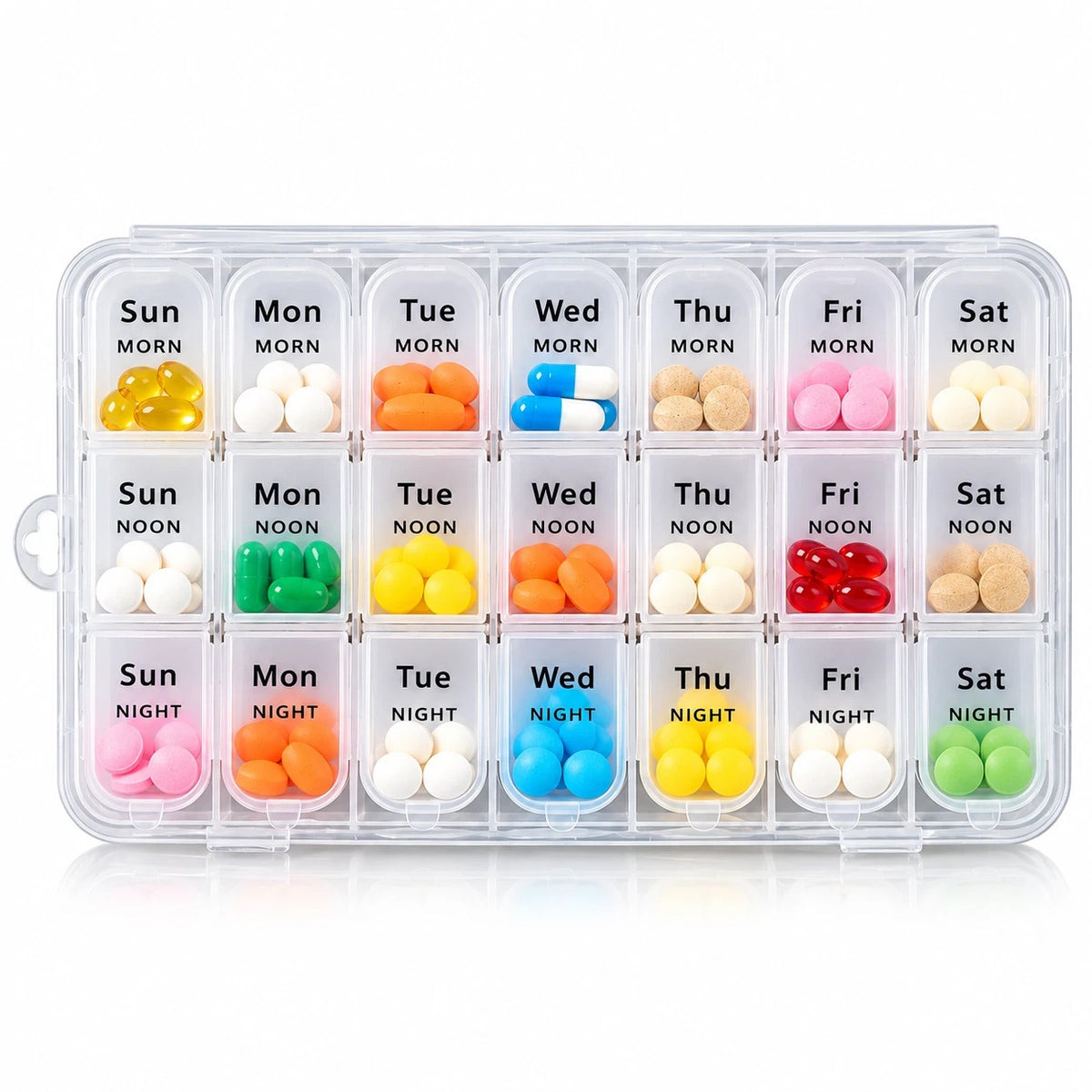 Weekly Pill Box Organiser 3 Times a Day 7 Days Tablet Organiser Portable Compact