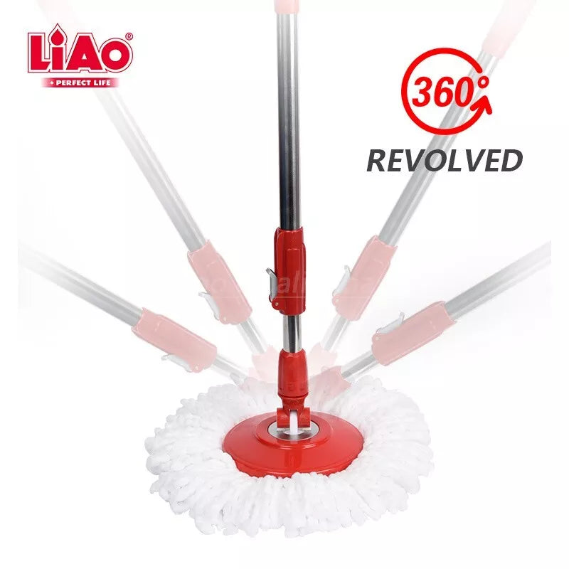 Spin Mop and Bucket Set – Microfibre Floor Cleaning System with Stainless Steel Handle for Home Cleaning