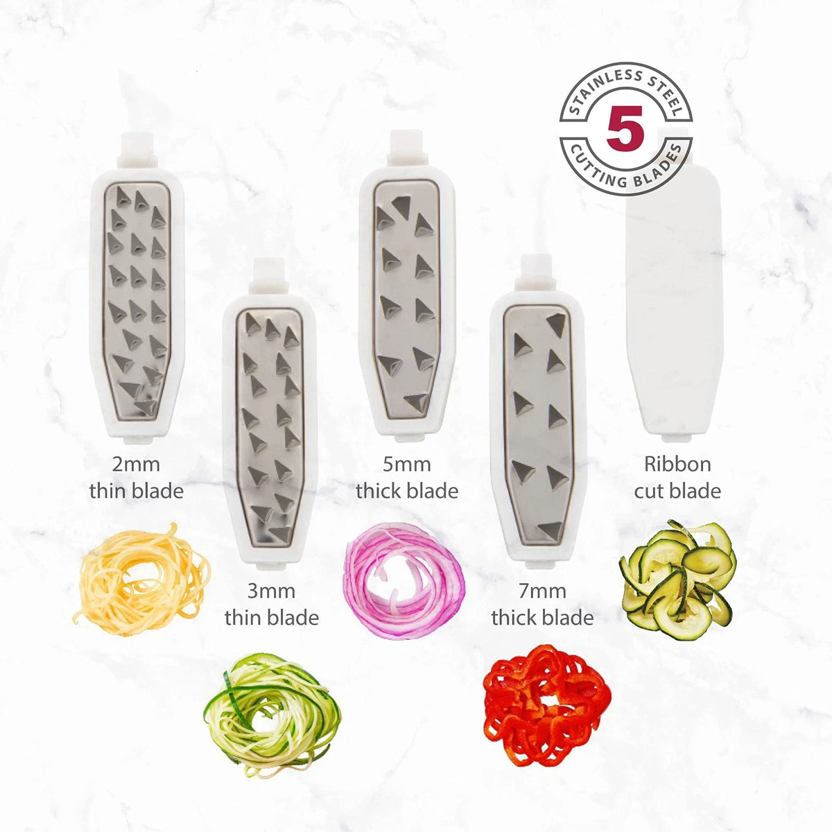 5 Blades Vegetable Spiralizer Slicer Zucchini Noodle Spaghetti Maker Foldable