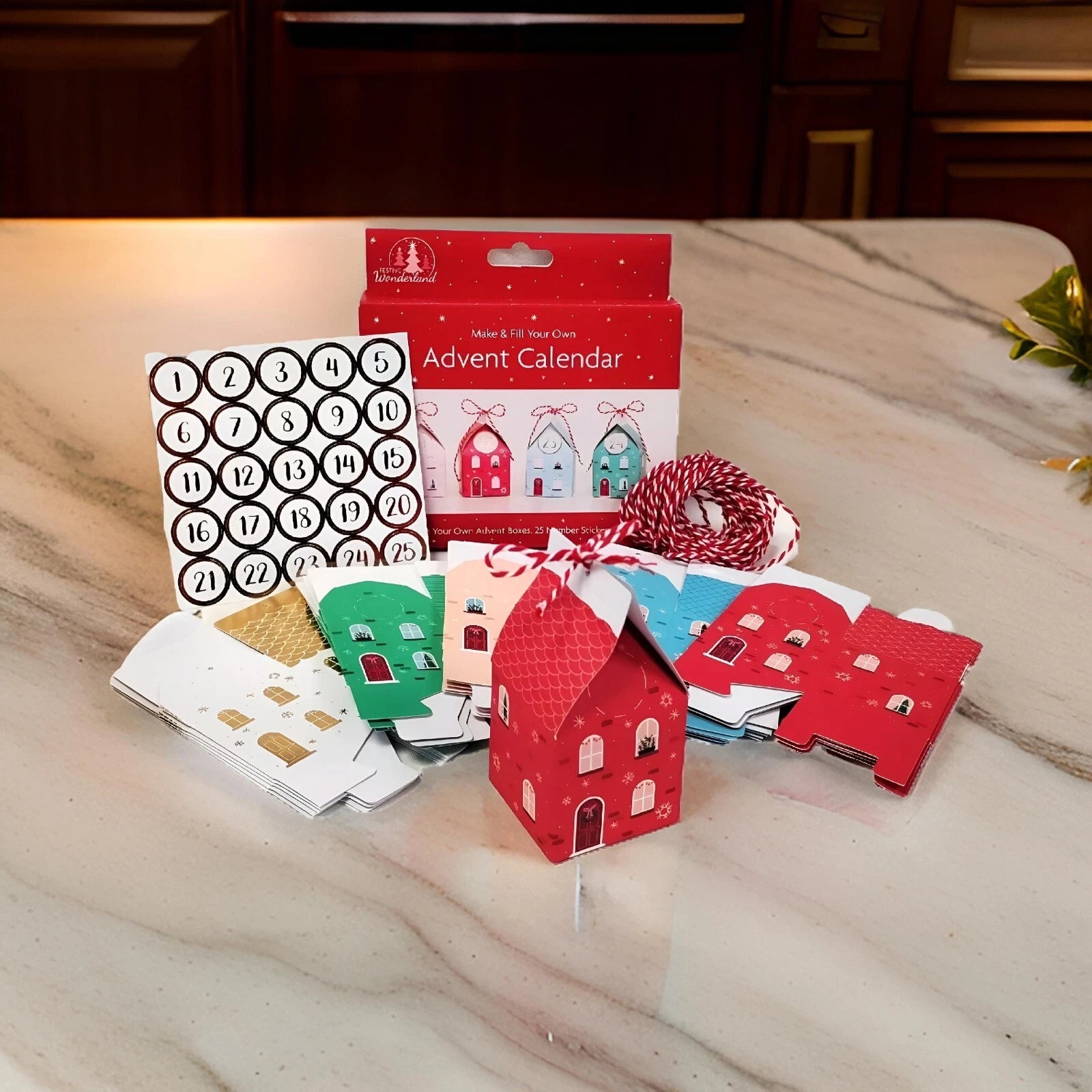 Make Your Own Advent Calendar Boxes Christmas Children Craft Stickers String