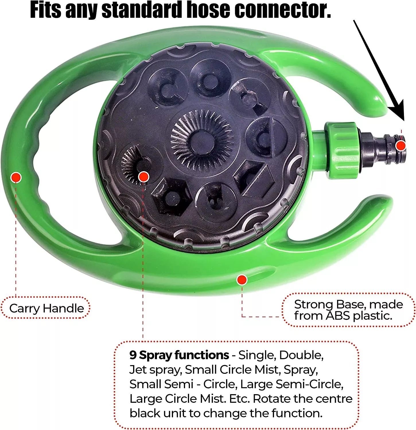 360° Garden Watering Sprinkler – 9 Function Lawn & Grass Irrigation Spray for Garden Watering