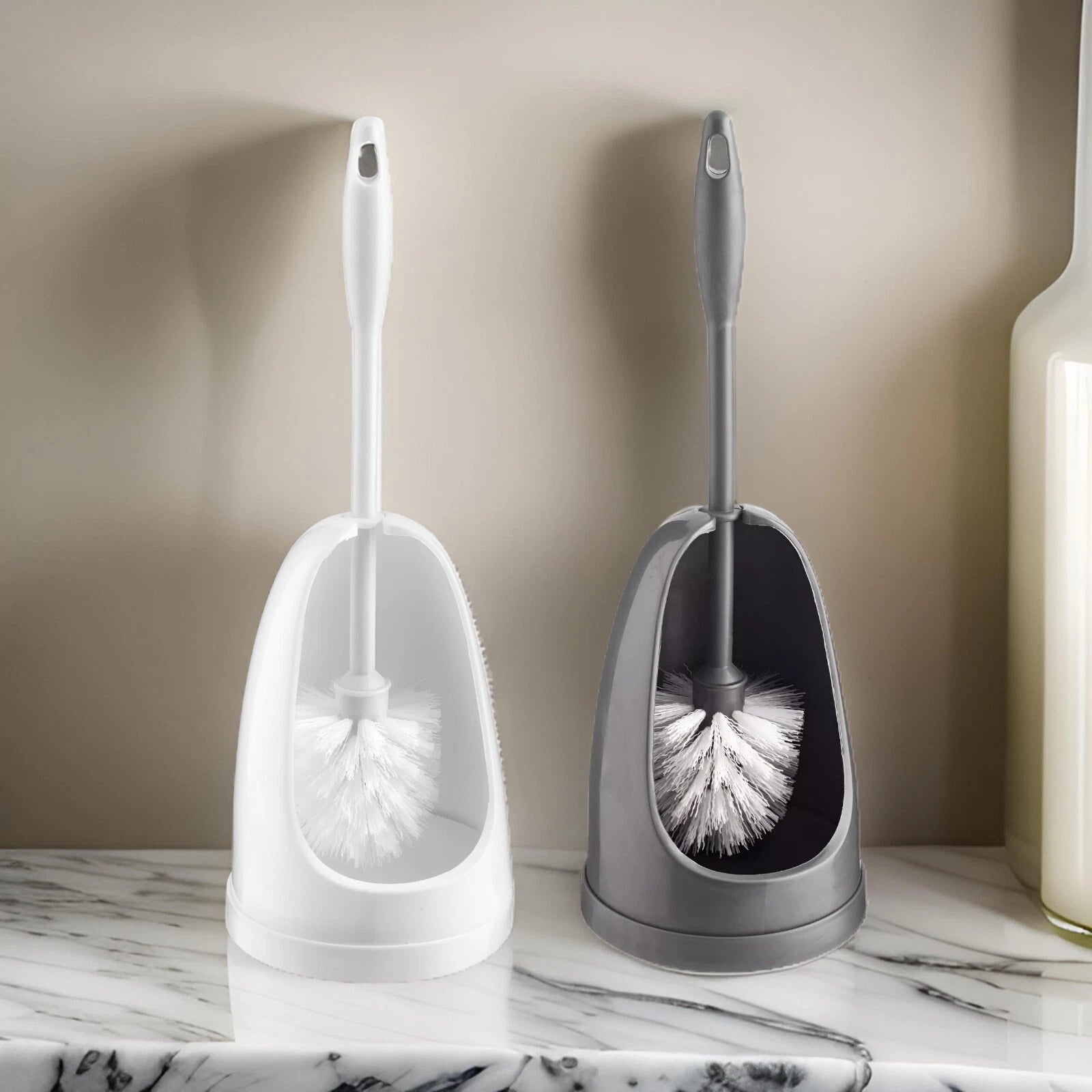Toilet Brush and Holder Set Plastic Bathroom Accessories Cleaning Freestanding