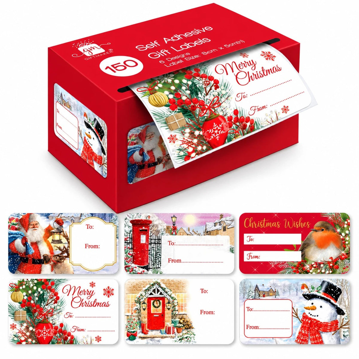 150 Traditional Christmas Gift Tags Sticker Sticky Self Adhesive Stickers Labels