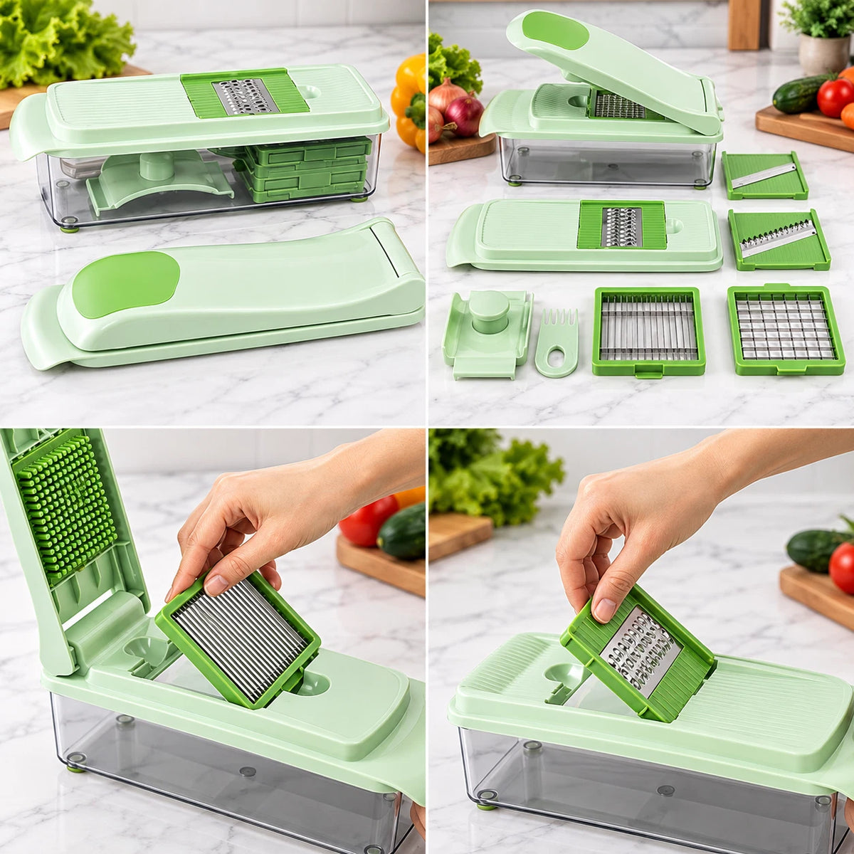 6 in 1 Vegetable Chopper Mandoline Slicer Dicer Cutter Grater Kitchen Gadget NEW