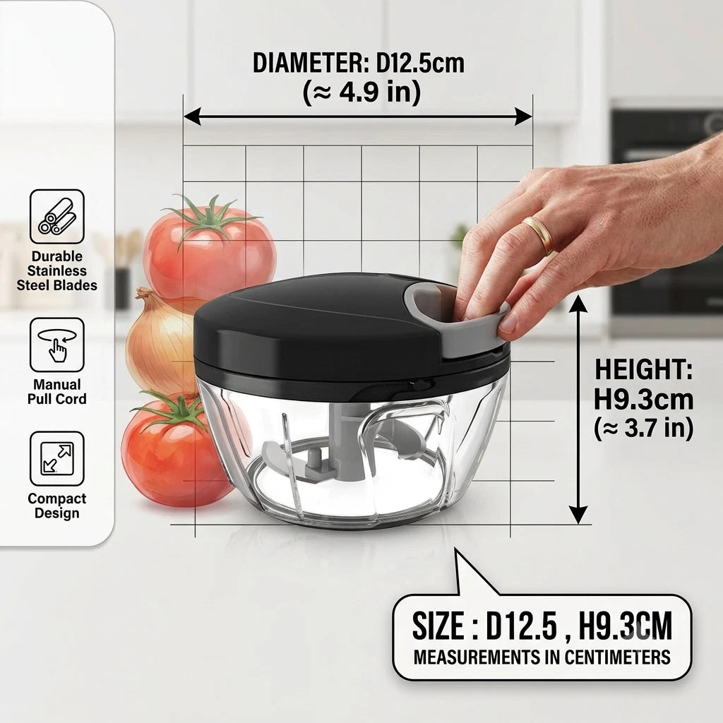 Manual Food Vegetable Chopper Pull String 400ml Cord Onion Slicer Hand Blender