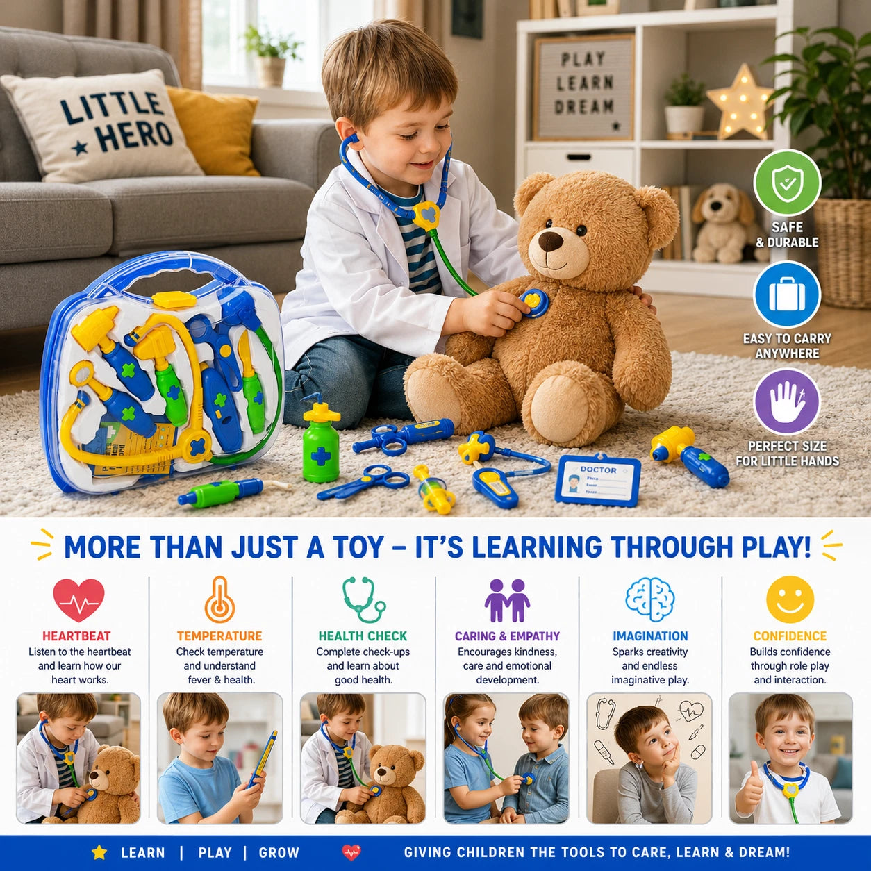 Kids Doctor & Nurse Role Play Medical Kit Set with Carry Case – Children's Pretend Play Toy