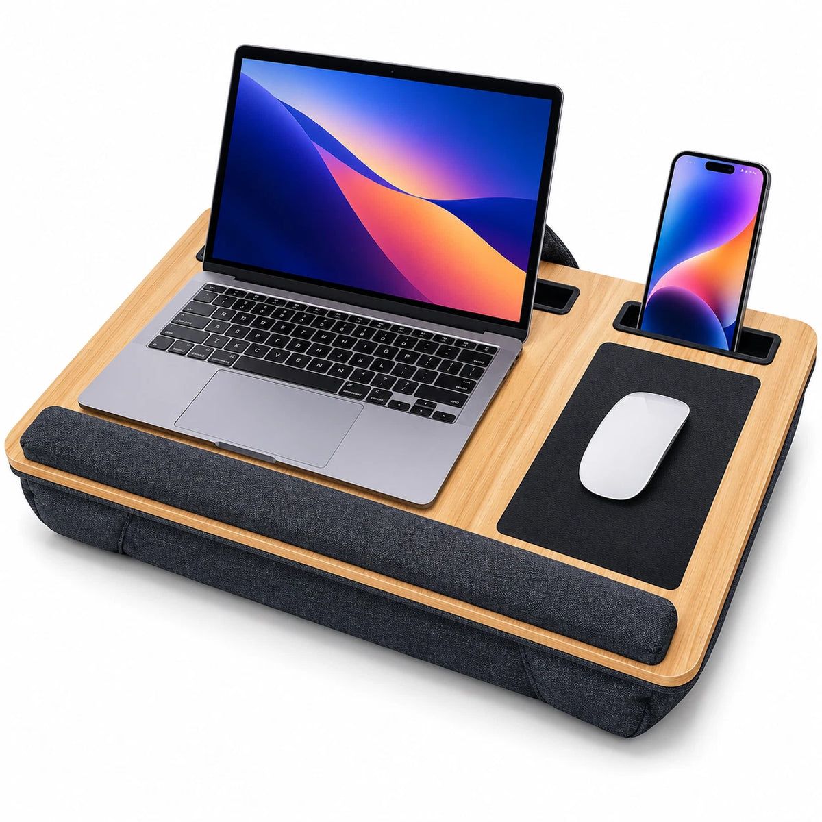 Large Bamboo Lap Desk Laptop Tray Portable Wide Sofa Working Support Cushion