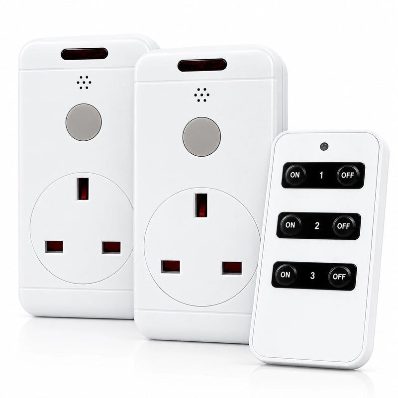 Remote Control Sockets UK 20M Range 13A Energy Saving Plug In Sockets Pack of 2