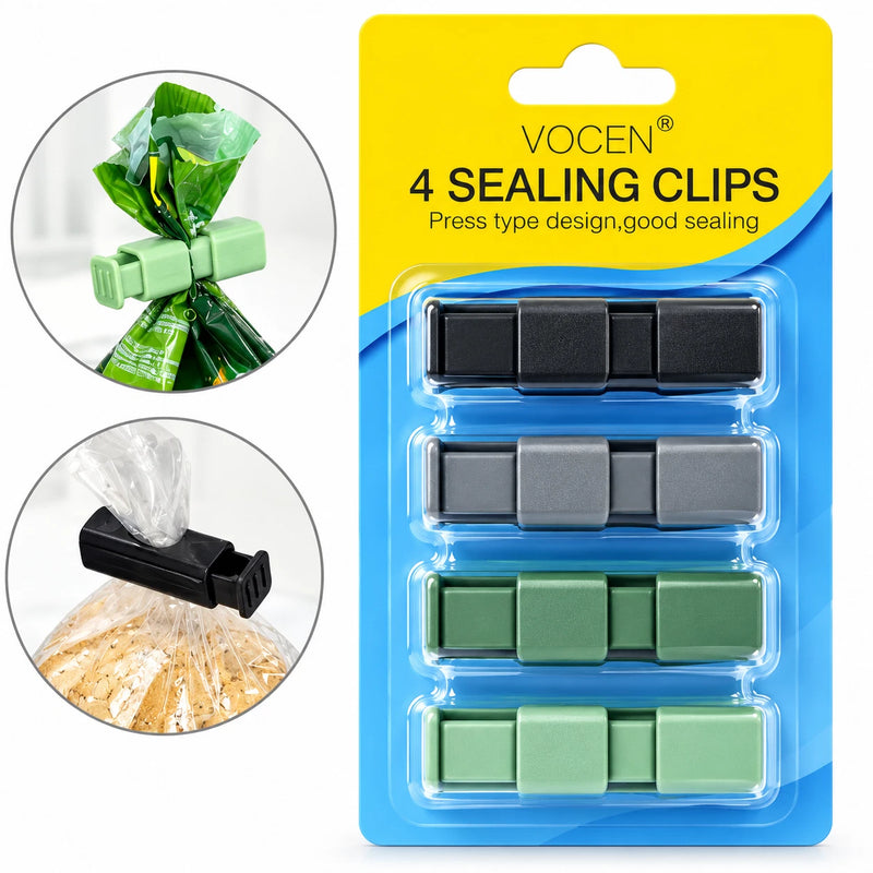 4pcs Food Bag Clips For Sealing Food Storage Freeze Kitchen Pegs Sealer Plastic