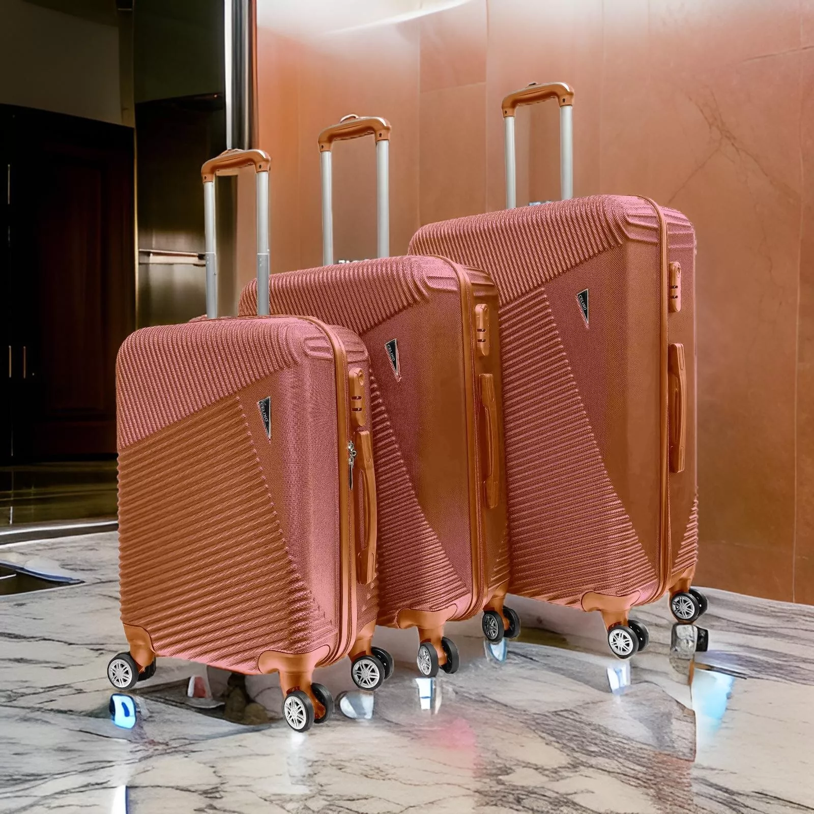 Suitcase Set of 3 Lightweight ABS Hard Shell 4 Wheel Luggage Bag Travel Trolley