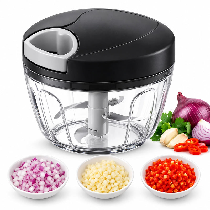 Manual Food Chopper Vegetable Chopper with Easy Pull Cord 650ml Onion Slicer