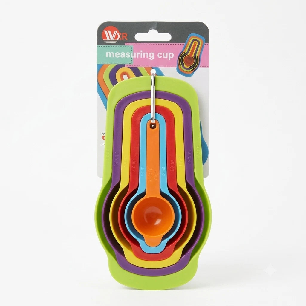 6pcs Measuring Cups and Spoons Set For Baking Cooking Multicolor Space Saving
