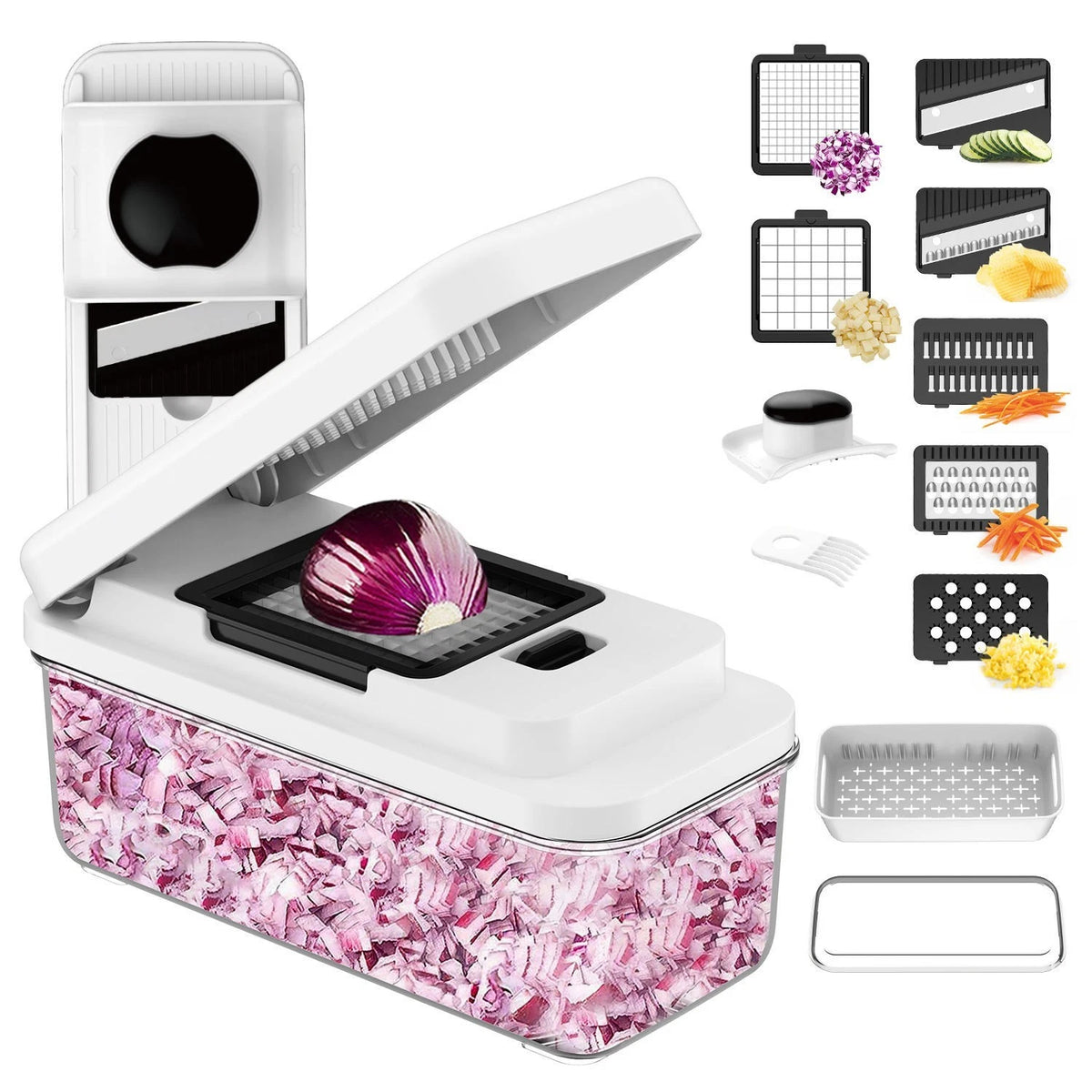 7-in-1 Vegetable Chopper with Container Multi-Functional Slicer Dicer Grater