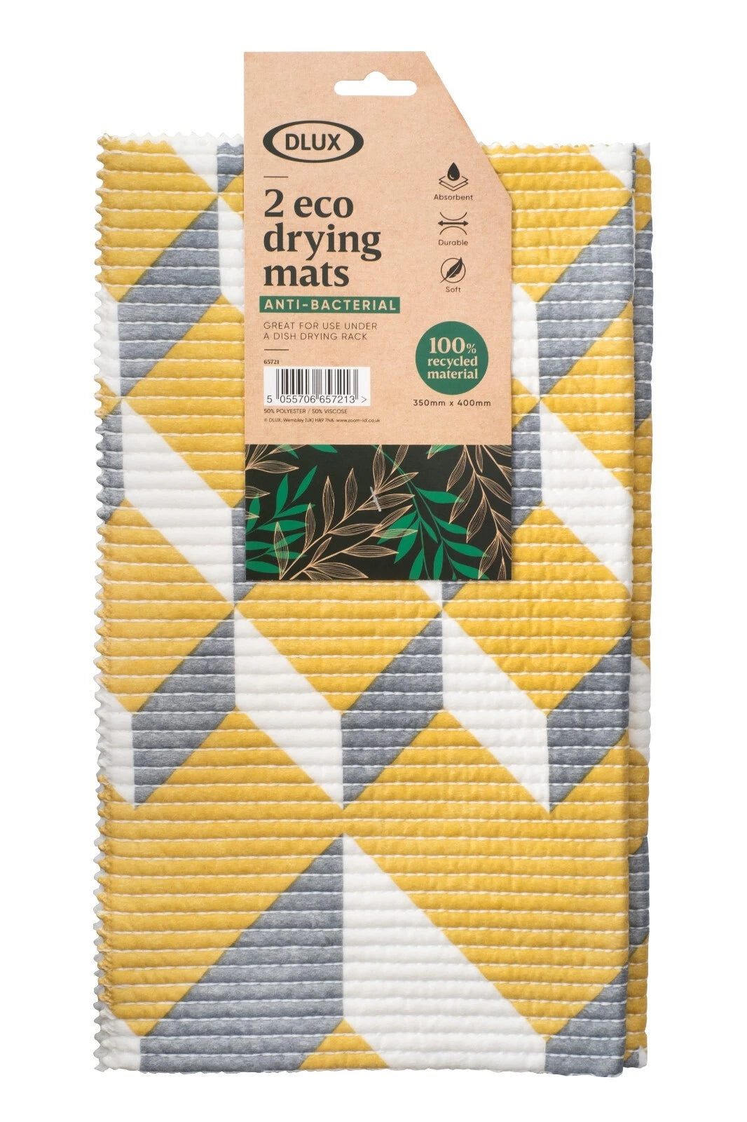 Share 2 Eco Dish Drying Mat Rack Washing Up Towel Soft Kitchen Sink Drainer 35x40cm