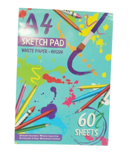 2 x A4 Sketch Pad 60 Sheets 80GSM White Paper Drawing Book Artist Art Craft