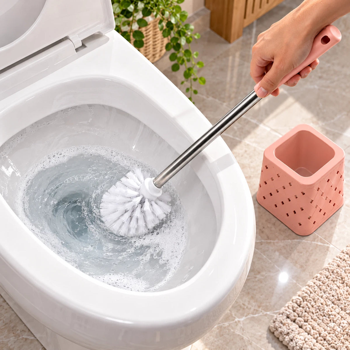 Toilet Brush and Holder Set WC Bathroom Accessories Loo Cleaning Freestanding UK