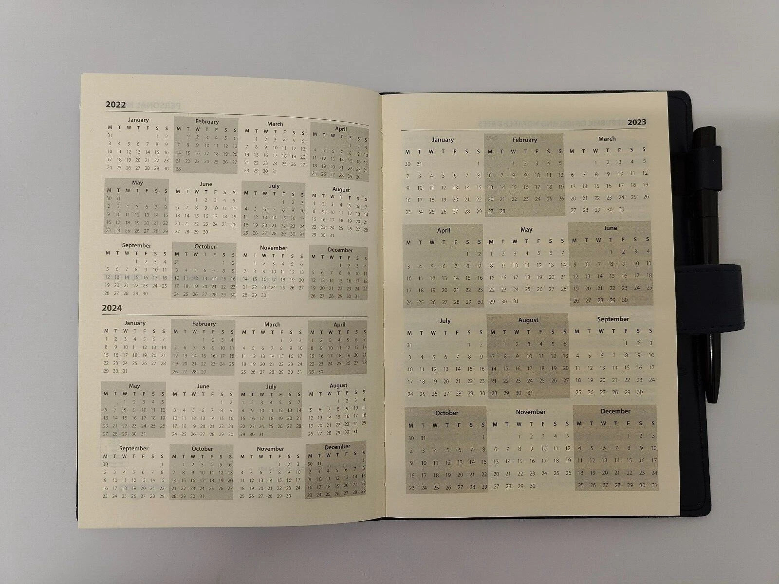 2027 A5 Week to View Diary Premium Organiser with Pen A-Z Address Index Book