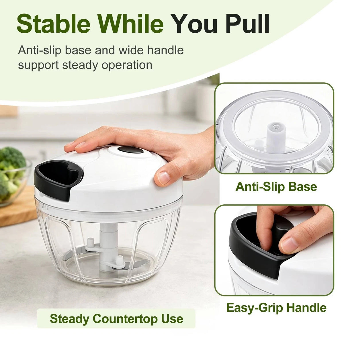 Celino Manual Food Processor Vegetable Chopper with Pull Cord 400ml Onion Slicer