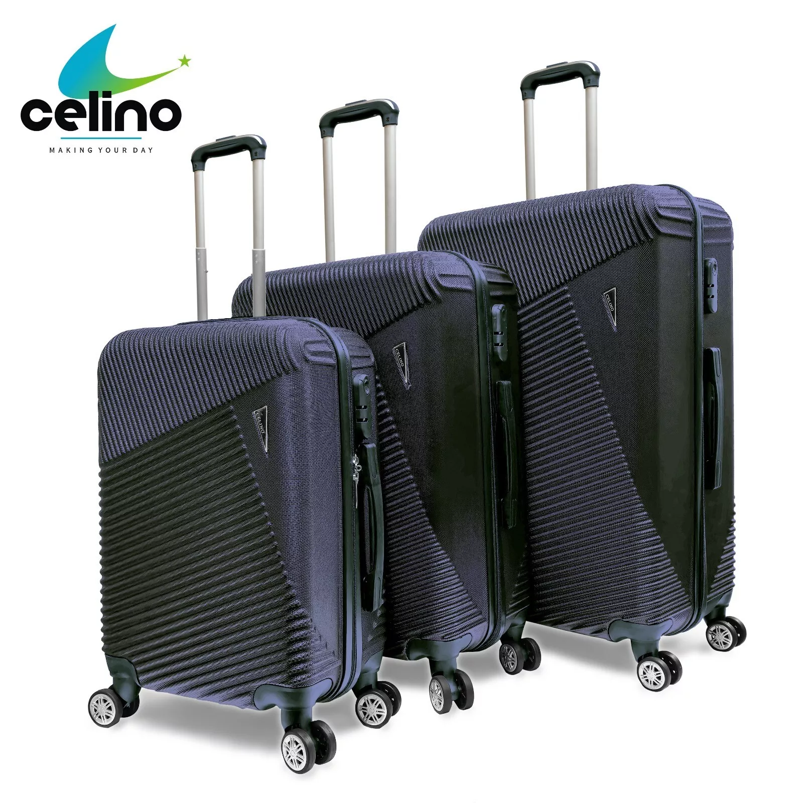 Suitcase Set of 3 Lightweight ABS Hard Shell 4 Wheel Luggage Set Travel Trolley