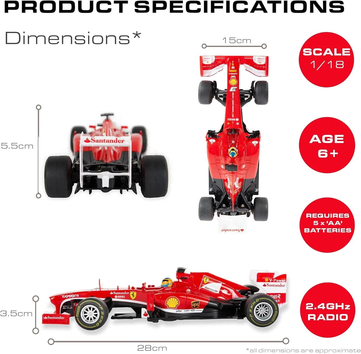 Kids Racing Car Toy Ferrari F138 Remote Control F1 Cars 1:18 Boys Christmas Gift