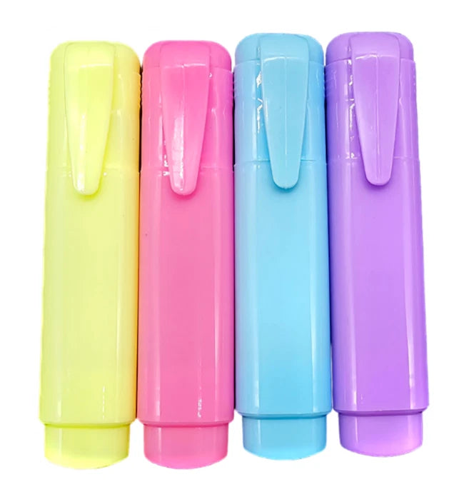 4 Chunky Highlighters Assorted Pastel Colours Chisel Tip Marker School Office