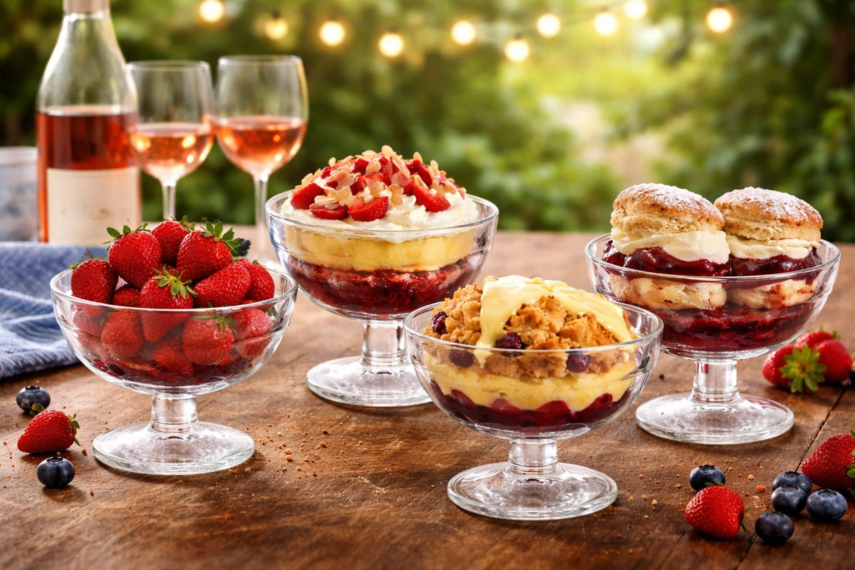 Set of 6 Dessert Bowls Ice Cream Sundae Glasses Stemmed Footed Trifle Pudding