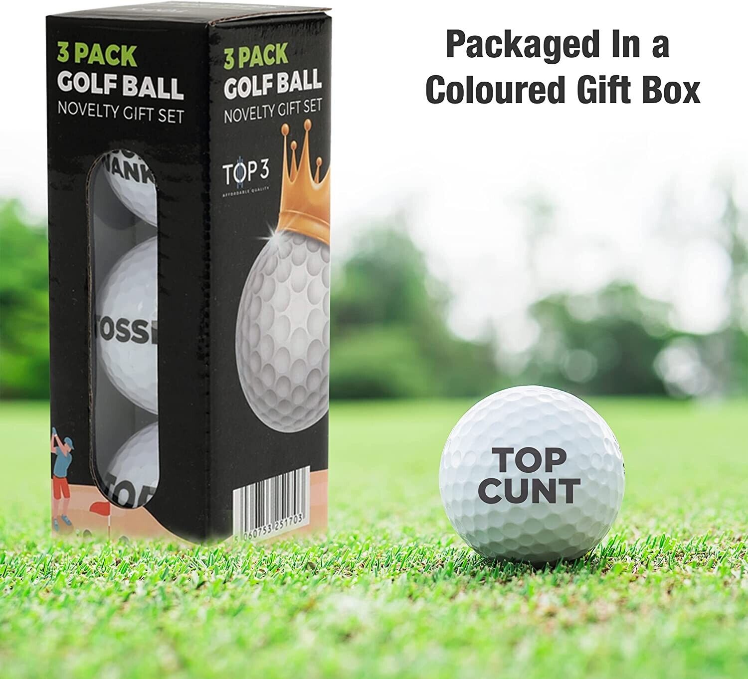 Pack of 3 Golf Balls Rude Funny Horrible Novelty Joke Gift For Men Golfers