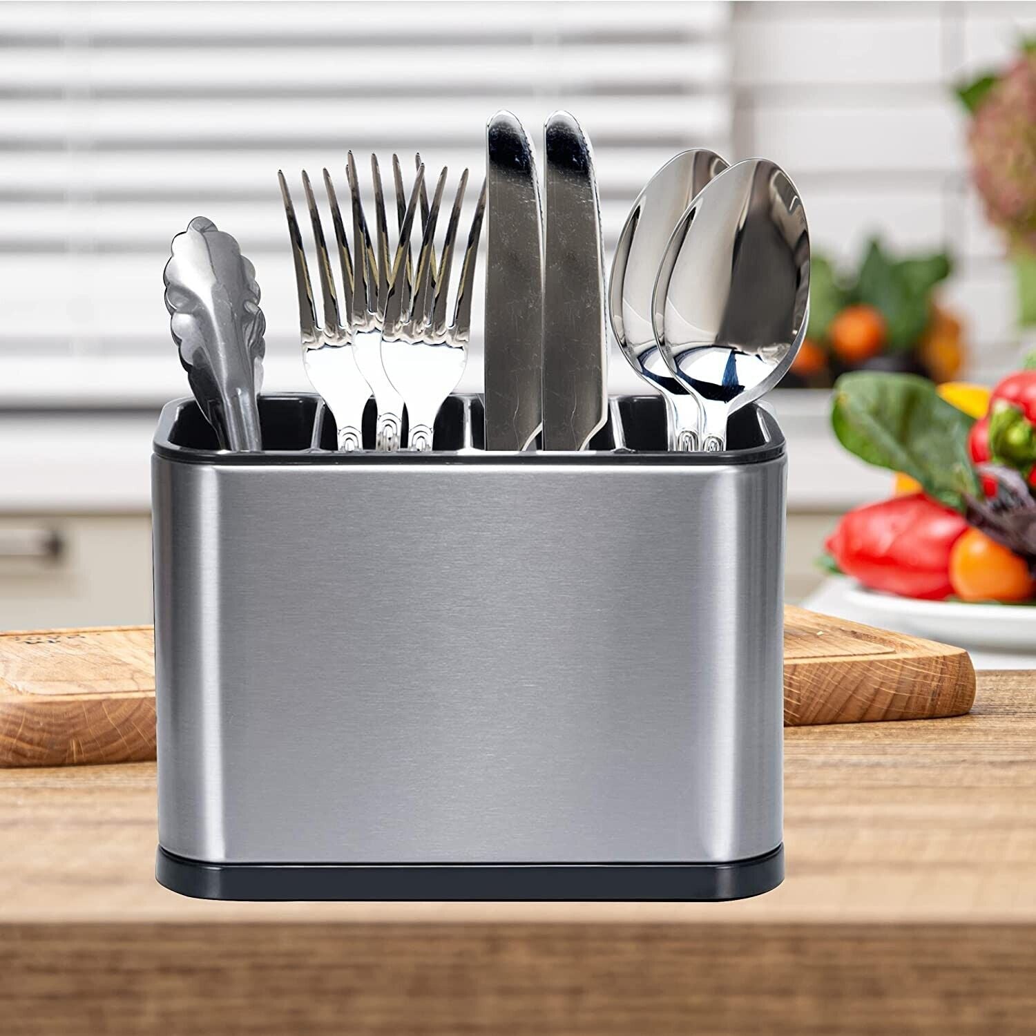 Kitchen Cutlery Holder Utensils Spoon Fork Storage Rack Organiser Countertop Box