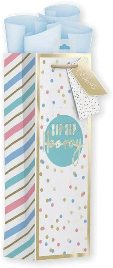 Multi Occasion Bottle Gift Bags with Tissue Paper - Pack of 6 - Hip Hip Hooray