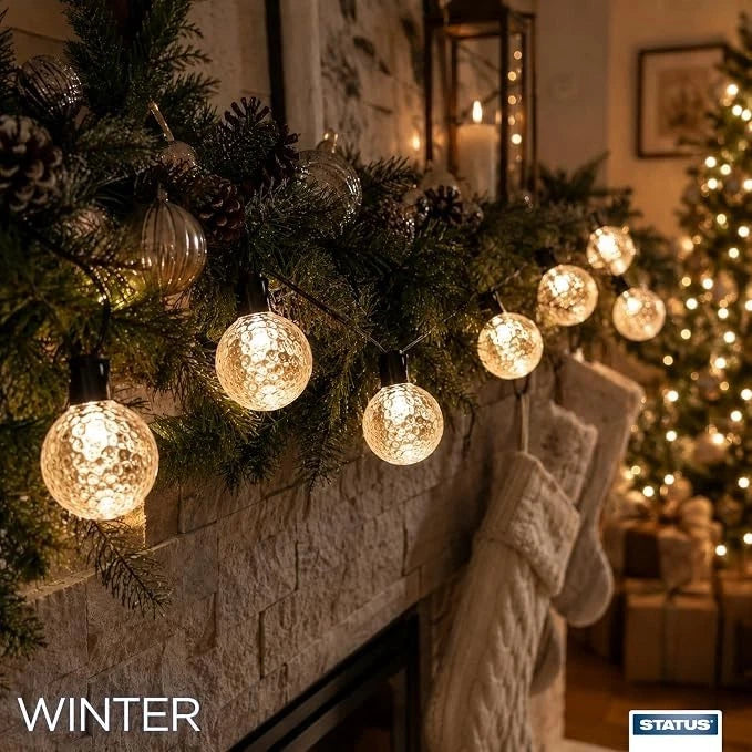10 LED String Lights Warm White Globe Indoor Outdoor Garden 9.5M Fairy Lights