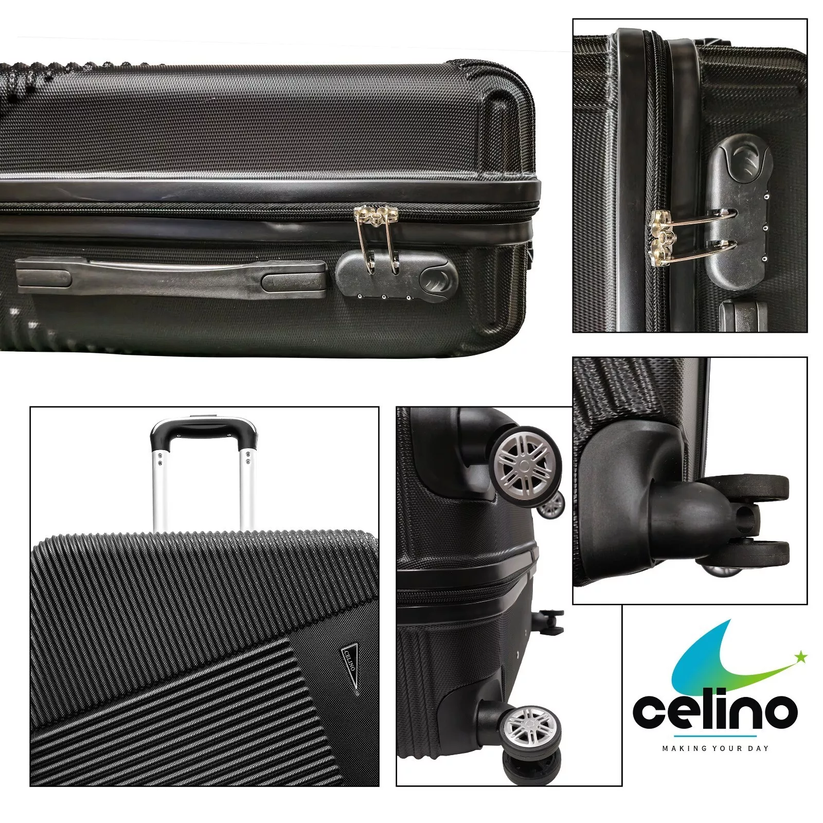 3 Piece Lightweight ABS Hard Shell Suitcase Set – 4 Wheel Travel Luggage Bags