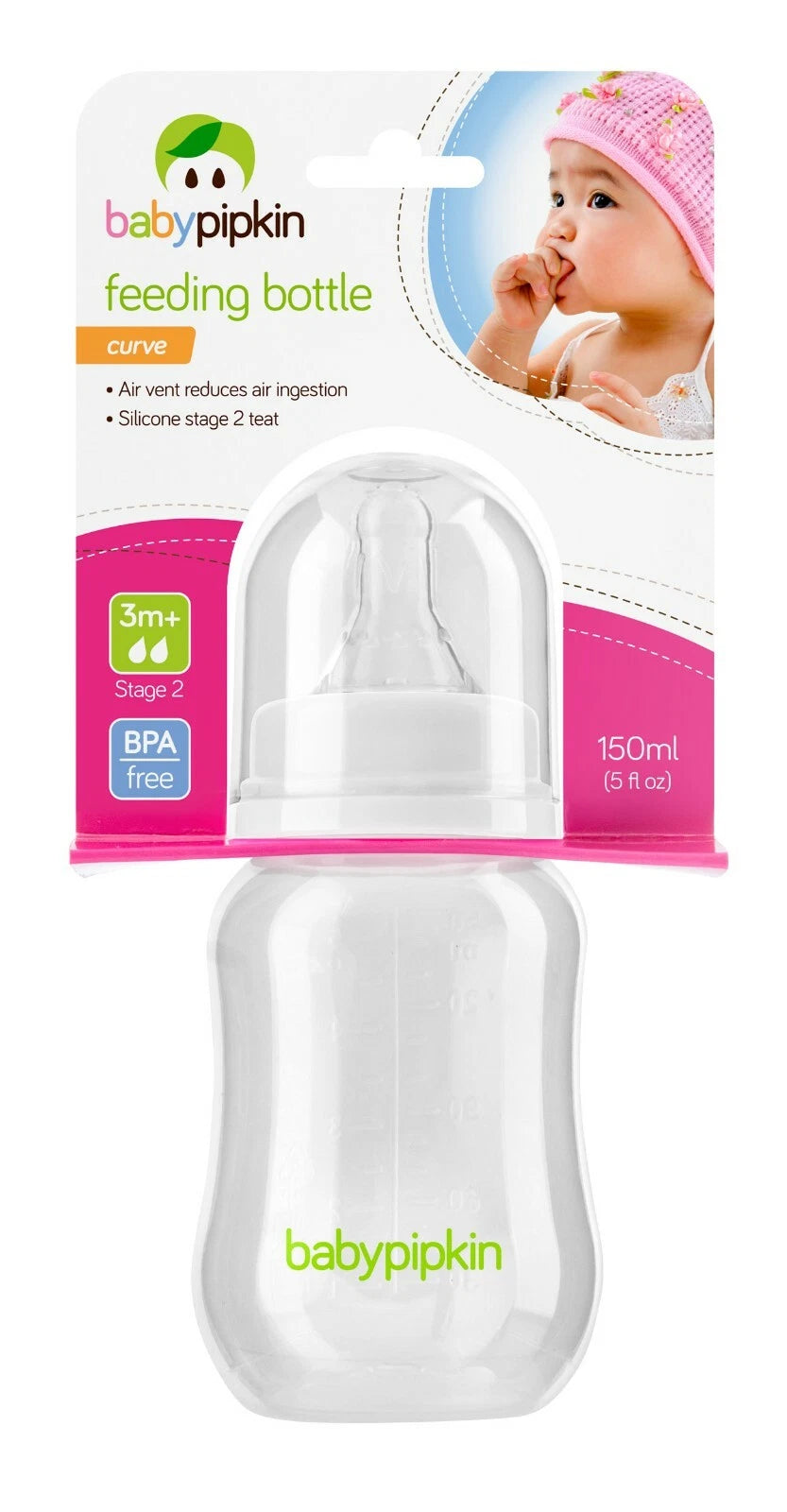 2x Baby Feeding Bottles 150ml Curve Shape Silicone Team Milk Bottle BPA Free 3m+