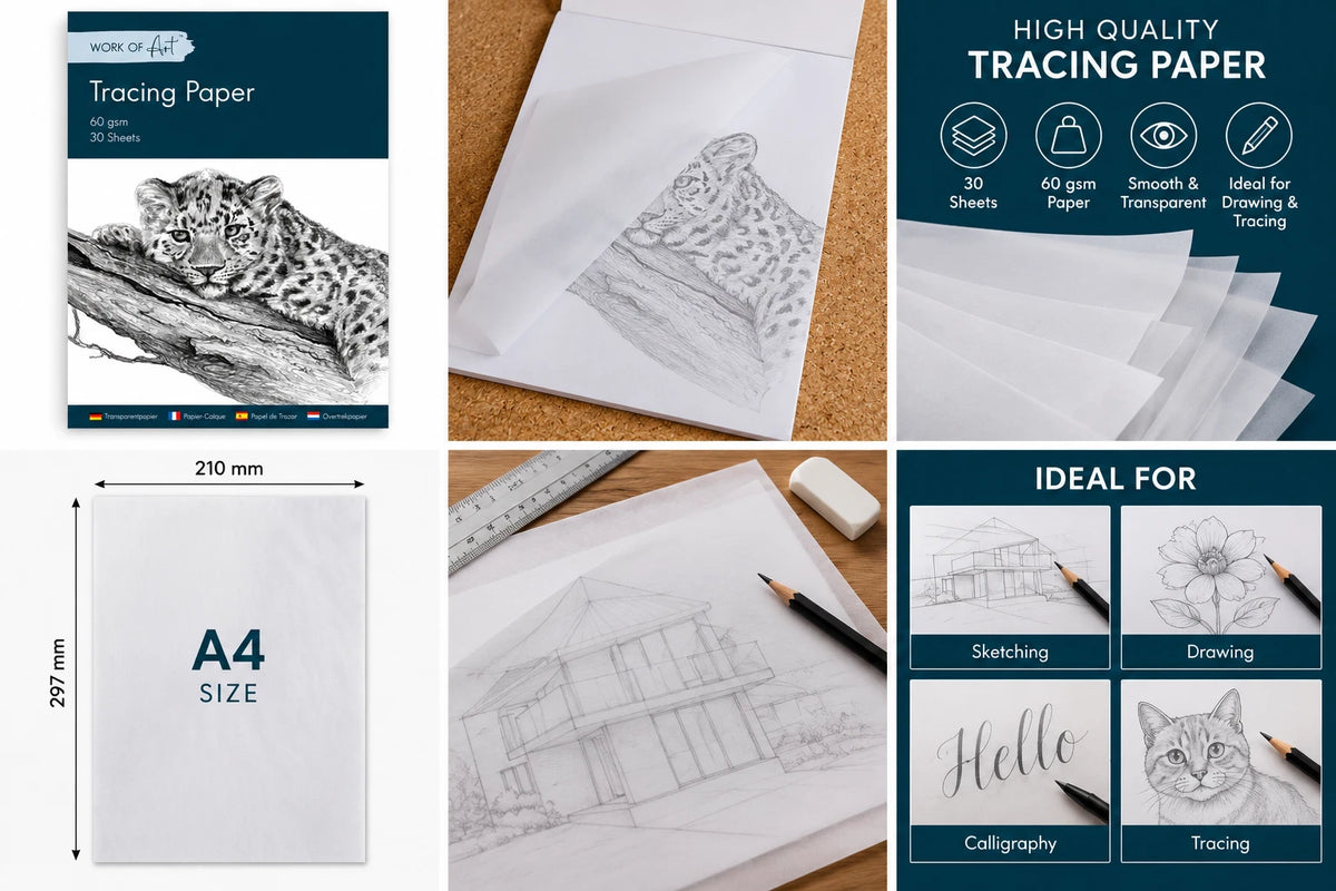 A4 Tracing Paper Pad 30 Sheets 60 GSM Translucent Drawing Calligraphy Drafting